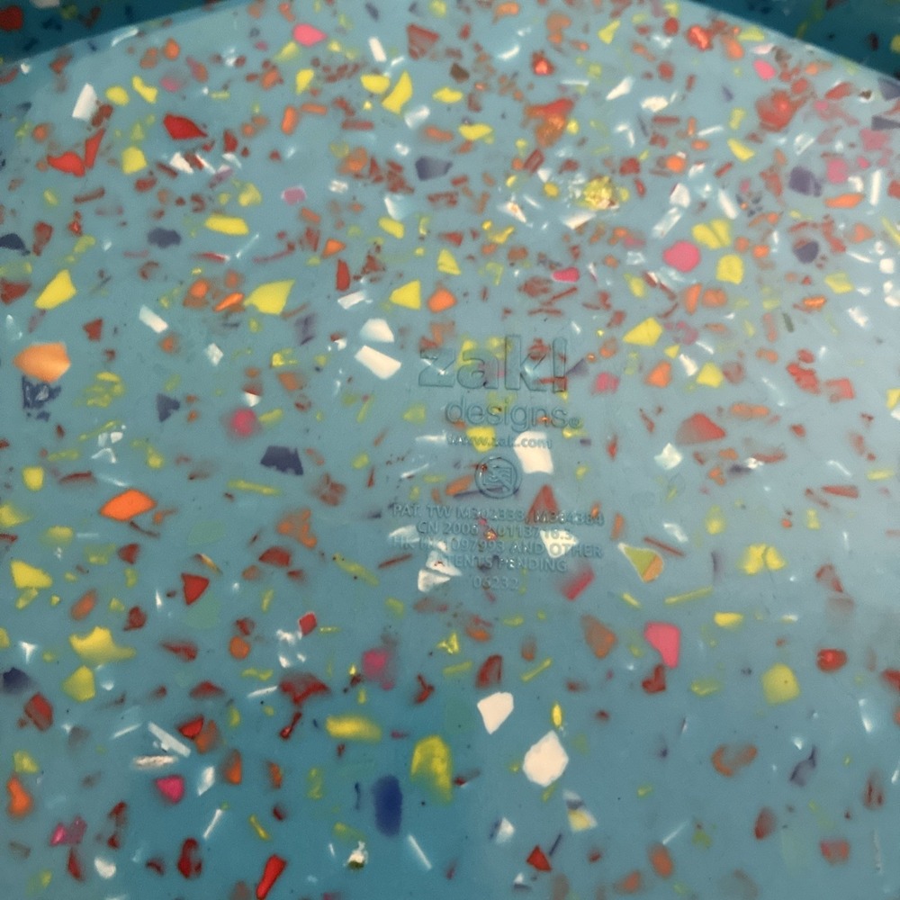 Vintage BLUE Zak! Confetti Melamine Divided DINNER Plate 3 Sections BLUE 11.25" - Picture 4 of 4